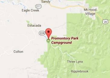 Estacada Promontory Park Campground Park #8866240 Restrooms, showers, play area, outdoor games, boat rentals Clackamas River Biking, fishing, swimming, hiking Go east on Highway 224 approximately