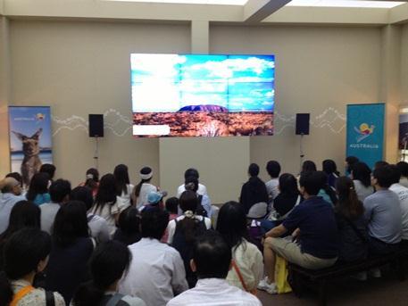 The audience enjoyed various films which showcased a range of experiences in Australia, including the Northern Territory s Top 10 attractions aired via BS Asahi.
