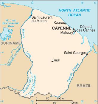French Guiana Region: Caribbean South America Capital: Cayenne Landform: flat land Body of Water: Atlantic Ocean Climate: Warm temperatures year round- but
