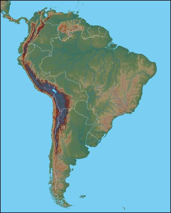 Caribbean Sea Physical Map Galapag os Islands Pacific Ocean Lake Maracaibo Lake Titicaca Orinoco River Llanos Angle Falls Guiana High lands Amazon Amazon Basin