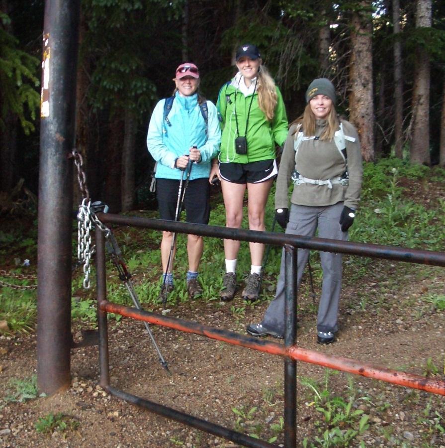 7am start. Donna, Kimball and Laura ready for adventure. The documented route up Grizzly read like a torture novel.