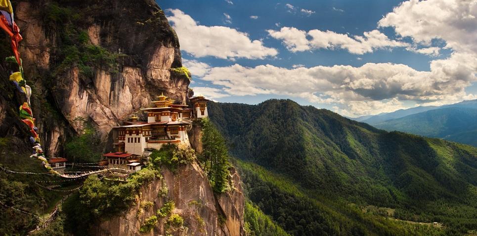 Hike up the forested path to Taktsang Monastery, also known as Tiger s Nest, Bhutan s most famous and scenic icon. Tiger s Nest clings to sheer cliffs of 900m above Paro valley.