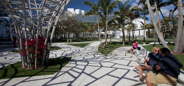 Miami Beach Soundscape Park, Florida, USA (Completed 2011) Open public park/event space adjacent the New World Centre (concert hall) with free outdoor movies and concerts (twice a month) and