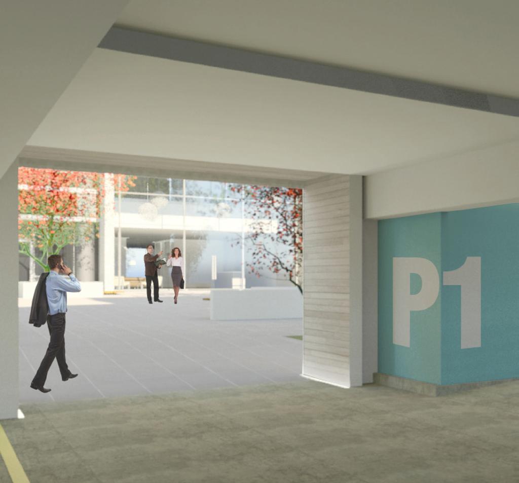 parking structure The parking structure entry will mimic the adjacent entry portal, allowing prospective tenants to