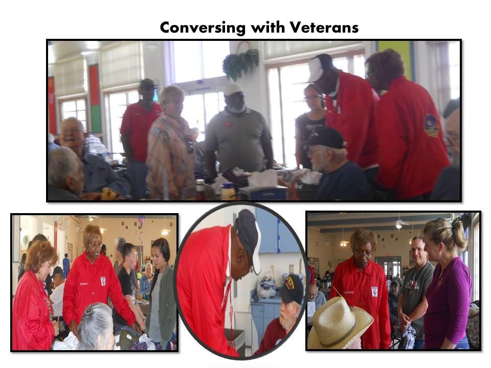 We then proceeded to the dining room to engage with the veterans. They were happy to see us and enjoyed picking out what they wanted from the carts.