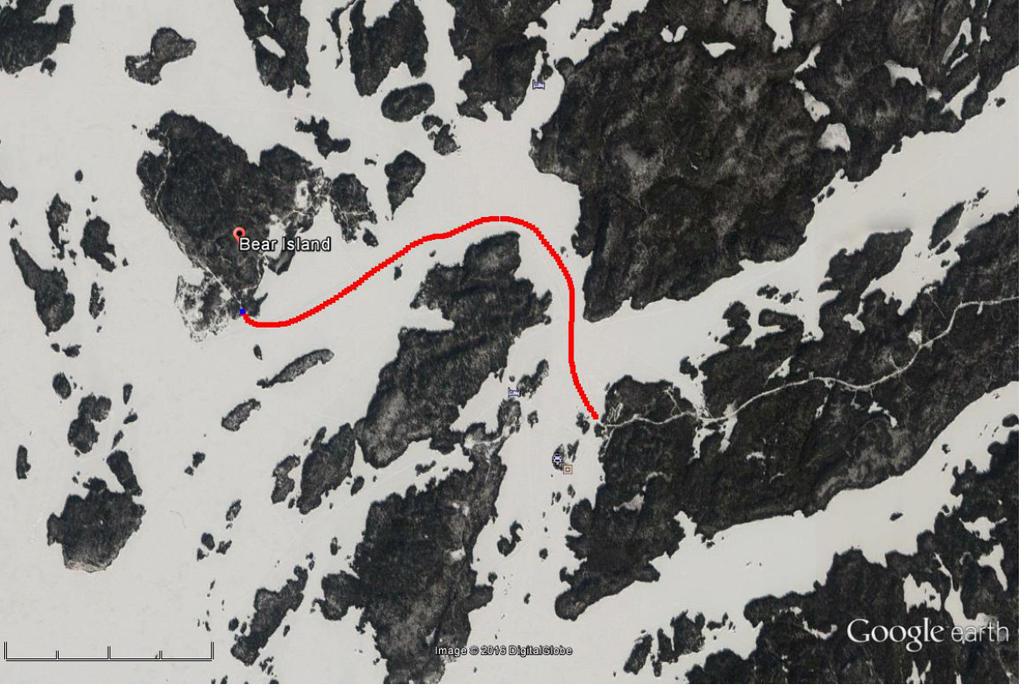 Figure 6. Shuttle Route from Mine Landing to Bear Island (approximately 5.