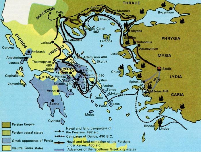 Persian Wars (Darius, Xerxes): 490-480 BC a.