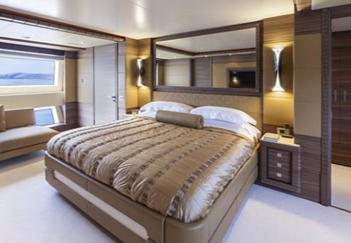 This elegant yacht with sleek lines and vast spaces, both inside and out, offers not