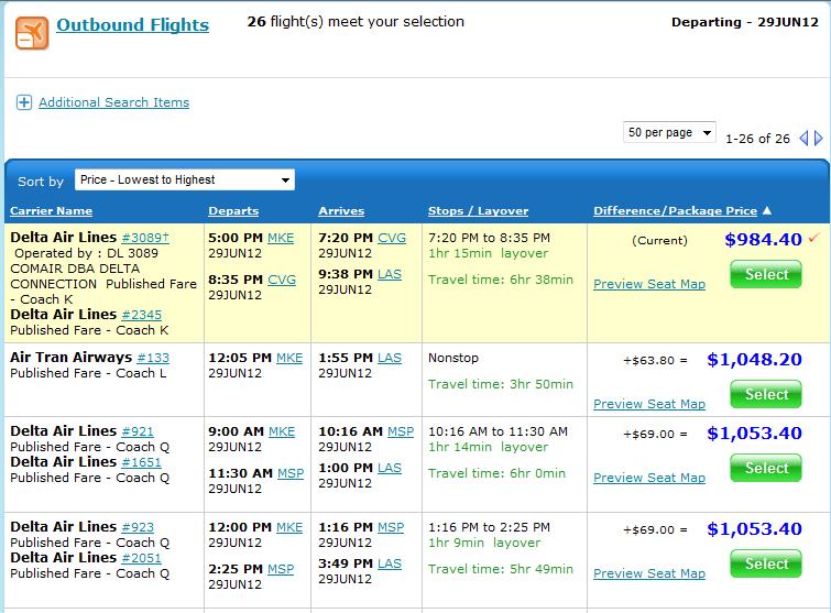 View Travel Times for Flight Itineraries The display of flights on the flight availability page and within the itinerary summary has been improved to include