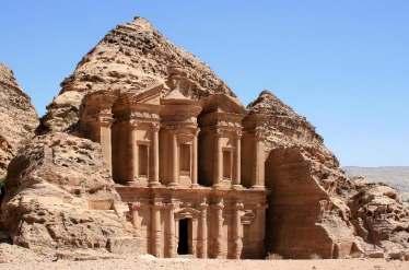 Petra is a famous archaeological site in Jordan's southwestern desert. Dating to around 300 B.C., it was the capital of the Nabatean Kingdom.