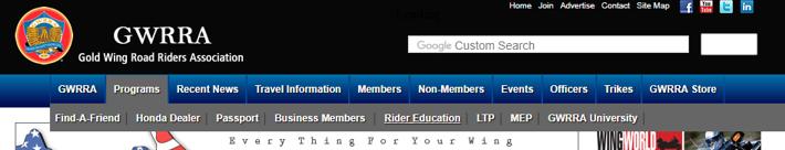 Page 11 RIDER EDUCATION LOGGING ON THE NATIONAL DATABASE To Check your GWRRA Education History and Levels Status You are now in charge of checking your own Education History and status in the