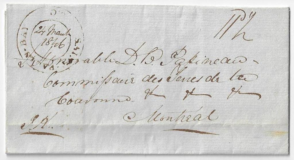 Item 322-08 Saint Pauls Bay LC (double circle) 1846, stampless folded cover from St.