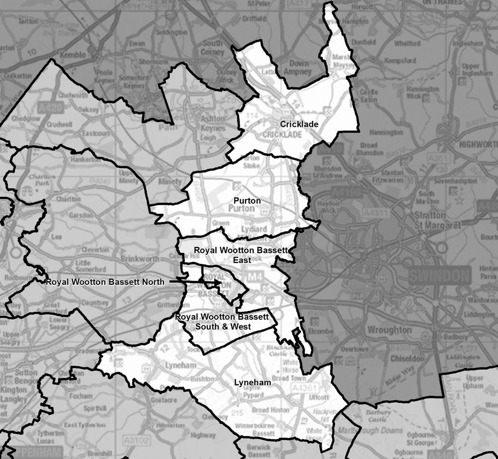 Royal Wootton Bassett Division name councillors Variance 2024 Cricklade 1 0% Lyneham 1 10% Purton 1 10% Royal Wootton Bassett East 1-6% Royal Wootton Bassett North 1 5% Royal Wootton Bassett South &