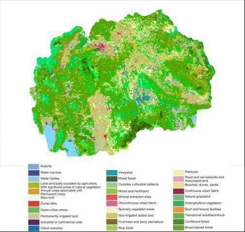 Land cover CORINE Land cover is the only available and most relevant source of information on a country, According to CORINE LCU classification level 1, forests and seminatural