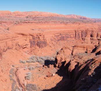 7 Moqui Canyon Above: Moqui Canyon is a 20-mile long, 600-foot deep canyon cut in the Navajo and Wingate Sandstone layers in the