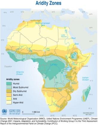 North and south of the savannas, the climate is semi-arid which means that the climate is