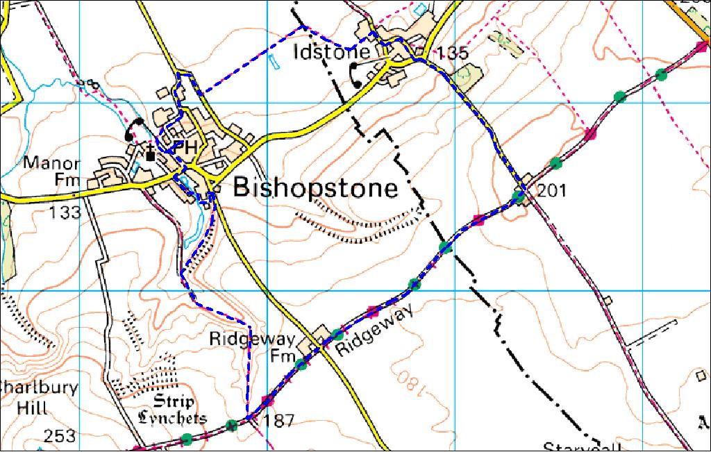 BISHOPSTONE CIRCULAR WALK MAP - see large scale map of Bishopstone below 12 11 KEY: 14 1