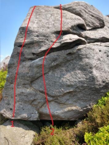 Top out direct or more easily leftwards. 2/ Tea Snob 5 Climb out using good rails and jugs.