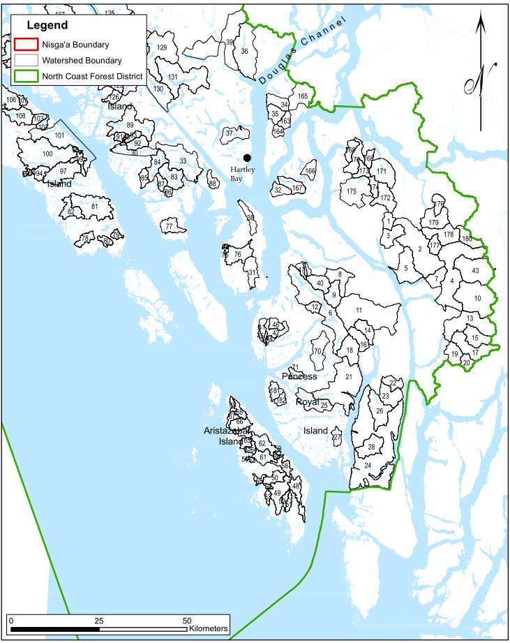 Map 1b: North Coast Important Fisheries Watersheds (Map 2 of 2 Southern