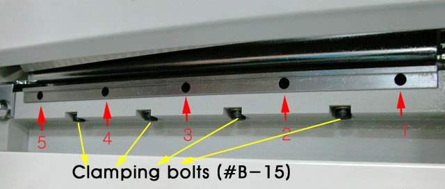 As you can see, the gab can be adjusted by 5 bolts, refer to below image.