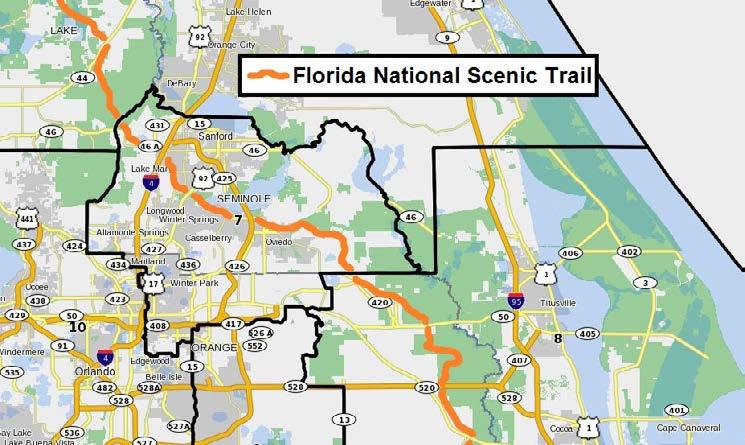 10 km 5mi District 7 The Honorable Stephanie Murphy The Florida Trail in District 7 highlights the uniquely effective partnership between Federal,