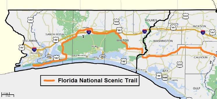 10 km 10 mi District 1 The Honorable Matt Gaetz The Florida Trail in District 1 highlights the uniquely effective partnership between Federal, State, County and Private landowners currently under