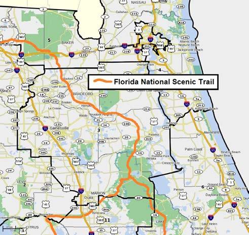 10 km 10 mi District 3 The Honorable Ted Yoho The Florida Trail in District 3 highlights the uniquely effective partnership between Federal, State, and Private