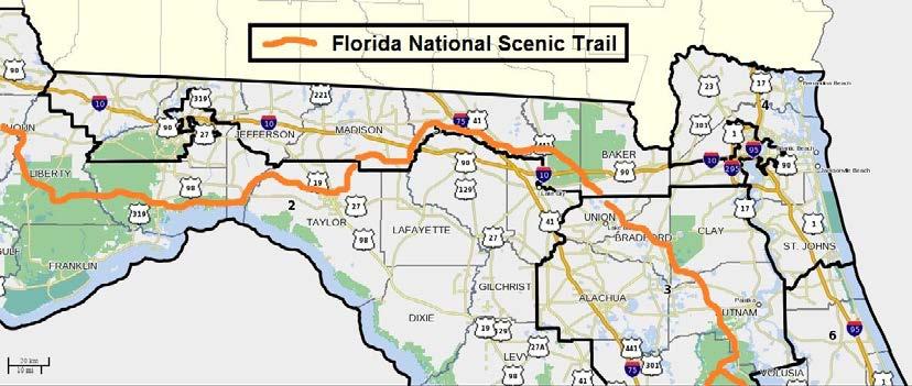 20 km 10 mi District 5 The Honorable Al Lawson The Florida Trail in District 5 highlights the uniquely effective partnership between Federal, State, Local and Private landowners currently under