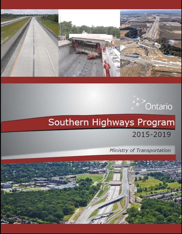 Southern Highways Program The 2016-2020 West Region Program is contained in the Southern Highways Program