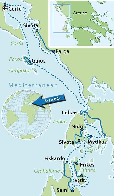 GREEK ISLANDS by BIKE & BOAT 2018 IONIAN ISLANDS CORFU- CEPHALONIA CORFU 8 DAYS/7 NIGHTS (210km by bike) + Multi Adventure cruise operating July & August On the Ionian Islands off the west coast of