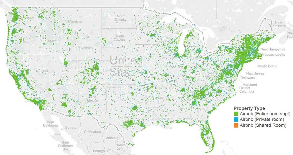 AIRBNB U.S. Roughly 215,000 Units available in the U.S. (July 2015) Source: Insideairbnb.