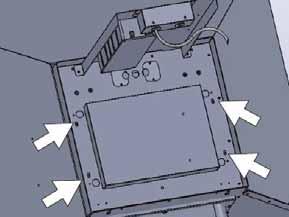 Fixez la plaque du ventilateur simple à l arrière de la hotte à l aide des quatre (4) vis préalablement retirées à l étape 2. 6.