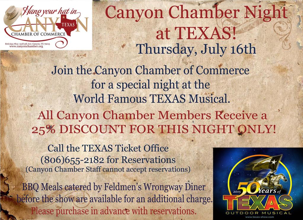 Please, join us for a FUN night at Palo Duro Canyon to see