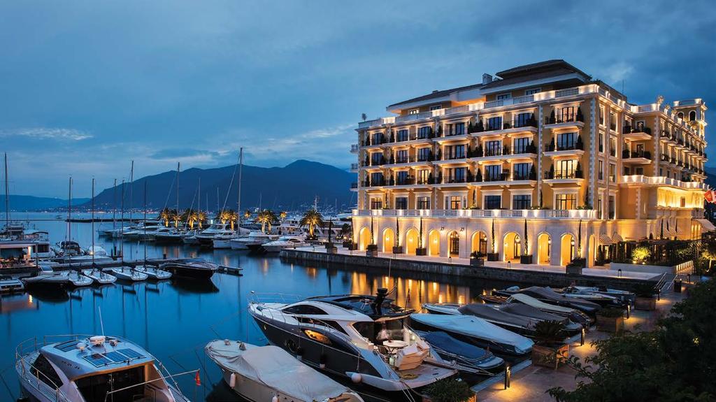 THE REGENT HOTEL LIT UP AT NIGHT Regent Porto Montenegro Designed by world-renowned ReardonSmith Architects and interior designer Tino Zervudachi of Milinaric, Henry & Zervudachi, this spectacular