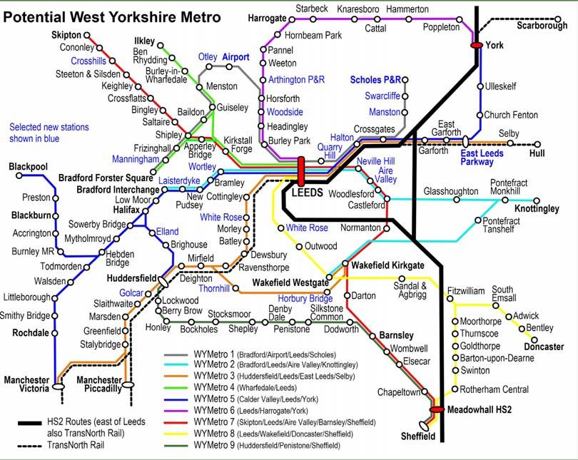 around existing, proposed and potential rail services linking all