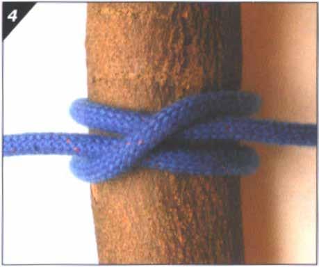 4. Pull tight to complete the clove hitch. Note. From Pocket Guide to Knots and Splices (p. 106), by D. Pawson, 2001, London, England: Prospero Books Inc.