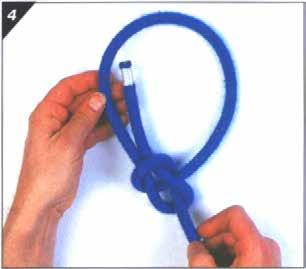 4. Pull tight by holding the working end and pulling on the standing part to complete the bowline. Note. From Pocket Guide to Knots and Splices (p. 163), by D.