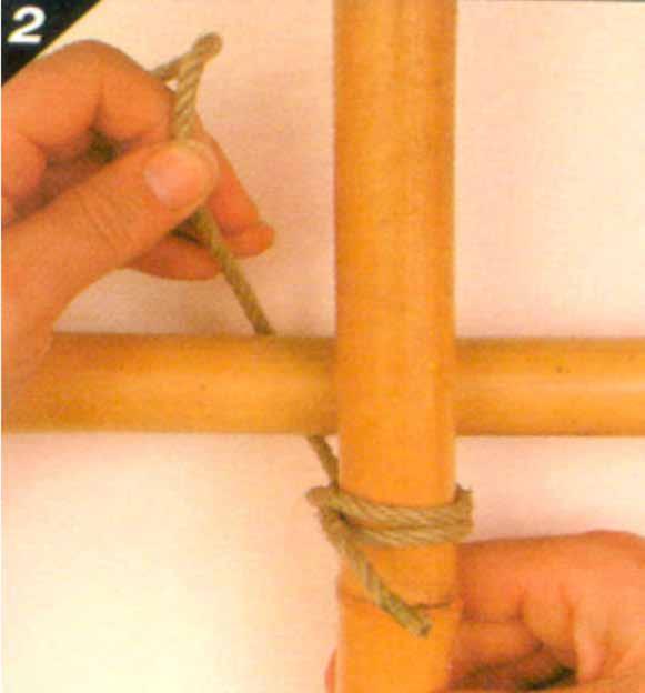 2. Bring all the cord around behind the horizontal pole. Note. From Pocket Guide to Knots and Splices (p. 181), by D.