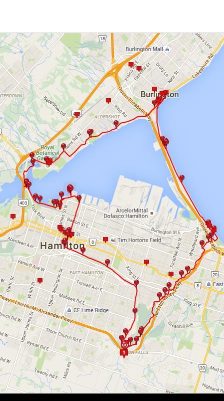 Route Burlington Lakeshore Cycling clubs Share the
