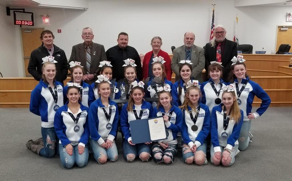 National Champion Lower Lake High School Competitive Cheer Team The City Council recognized the achievements of the Lower Lake High School Competitive Cheer Team for winning a second national