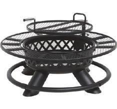 Solara 18 Steel Gas Fire Pit Features 54,000 BTU, pulse ignition, stainless steel burner & locking lid with handle & 10 gas hose, requires 20lb propane tank, not included