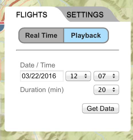 All flights are available in Playback one hour after they appeared in Real Time mode, and up to three months of
