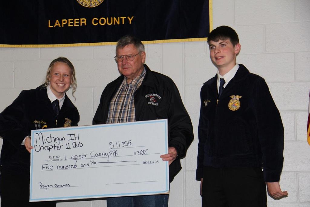 FFA Chapter Donation On May 11, 2018, I attended the Lapeer FFA Chapter Awards Banquet held in Almont, Michigan.