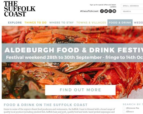 CCF Product Development projects Suffolk Coast Food trails Round 3 (2015) project 490,000 to build a more robust tourism economy along the Suffolk coast.