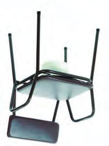 SEAT AND FRAME A sturdy height adjustable, coated metal frame with a clip-on, one piece moulded seat.