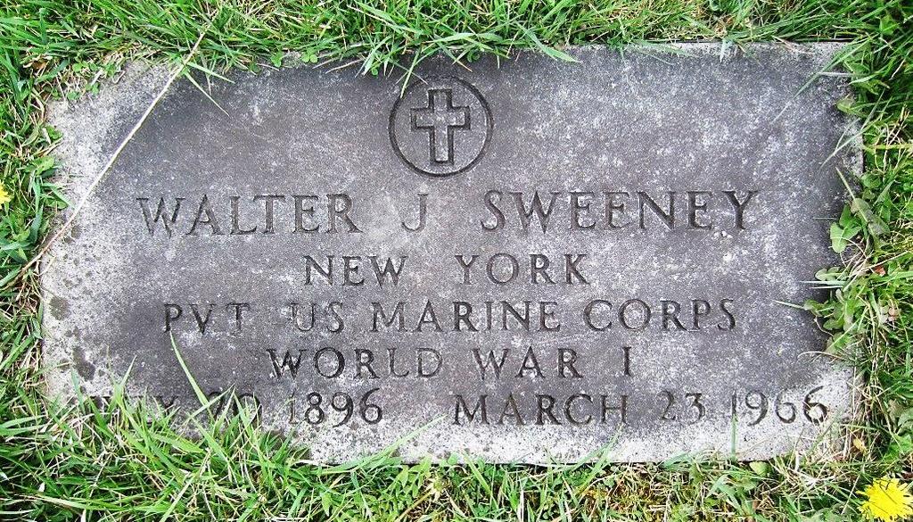 Sweeney, Walter J. St. Bridget s Cemetery (South) Village of Bloomfield Obituary. Walter J. Sweeney. Daily Messenger. Mar. 24, 1966. P.3.