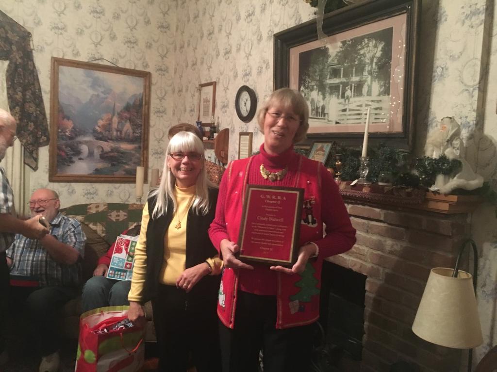 Here is Connie Turner giving Cindy Bidwell an Appreciation Award for