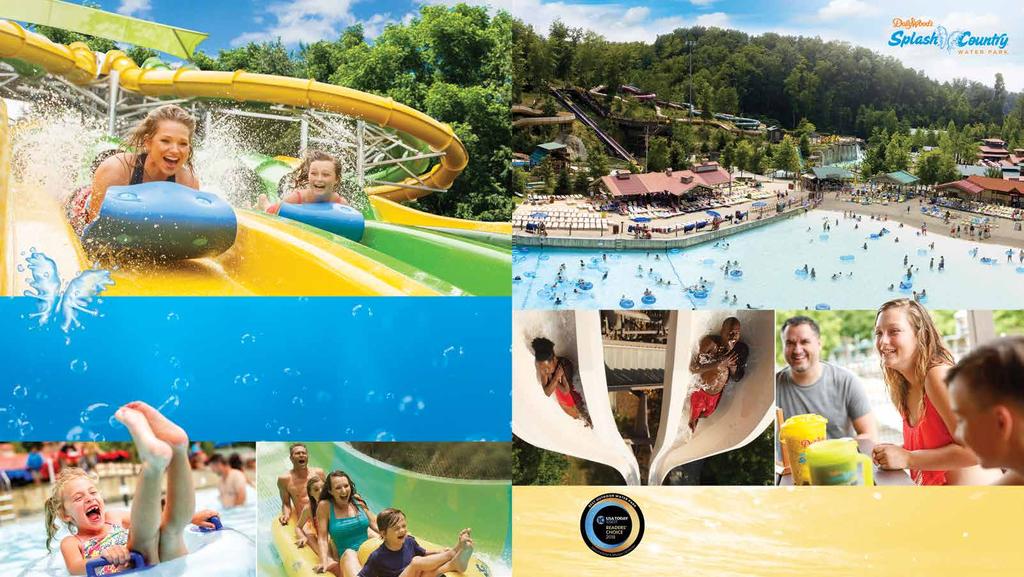A MILLION GALLONS OF FAMILY FUN IN ONE PLACE Take the plunge and experience one of Trip Advisor s Top-10 water parks Dollywood s Splash Country.