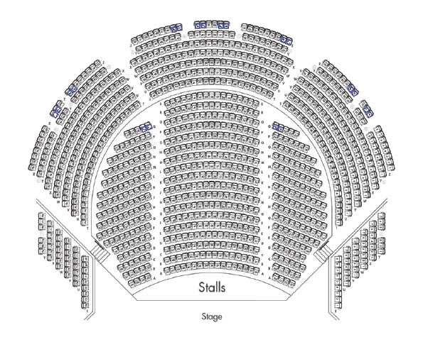 Plan of the Concert Hall auditorium seating, view from the stage.