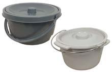 These Commode Buckets with Lids are suitable for use with R & R Healthcare Equipment over toilet aids and beside commodes.